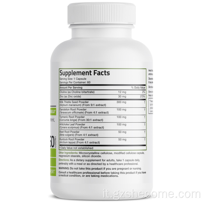 La disintossicazione del fegato supporta le capsule epatiche di salute cardo